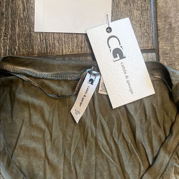 NWT Hippie Rose Green & tan pocket Track Pants w/cable & gauge SS tee - Picture 3 of 5